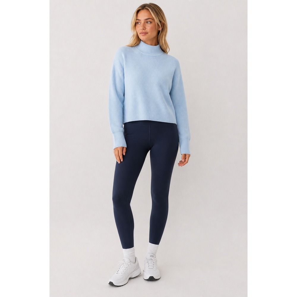 Lululemon Womens Merino Wool Ribbed Turtleneck Sweater Powder Blue Sz 8